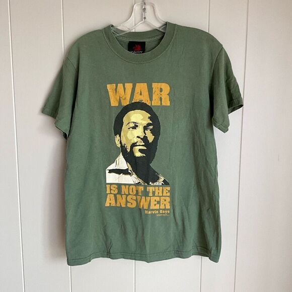 Zion Rootswear Womens War Is Not The Answer Marvin Gaye Green T-Shirt Small - Picture 2 of 8